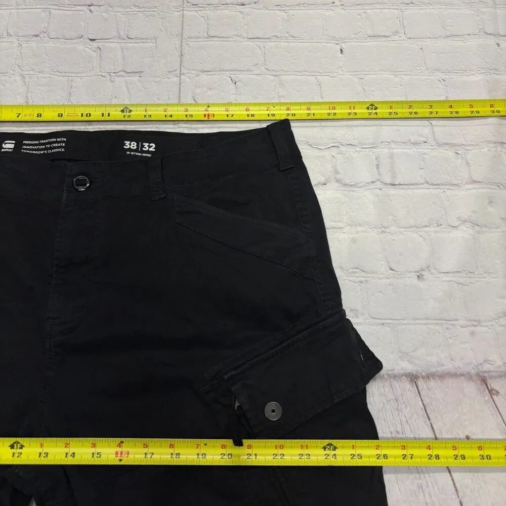 G-Star Raw Men Roxic Straight Tapered Cargo Pants Size 38x32 Black C132 -15